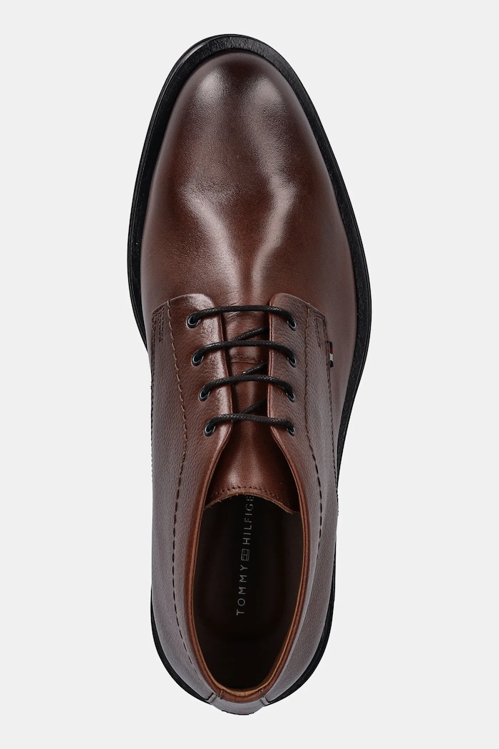 Kožená obuv Tommy Hilfiger CORPORATE HILFIGER LTH BOOT hnedá FM0FM05697