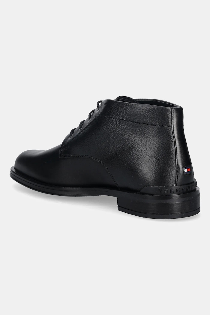 Încălțăminte Tommy Hilfiger ghete de piele CORPORATE HILFIGER LTH BOOT FM0FM05697 negru