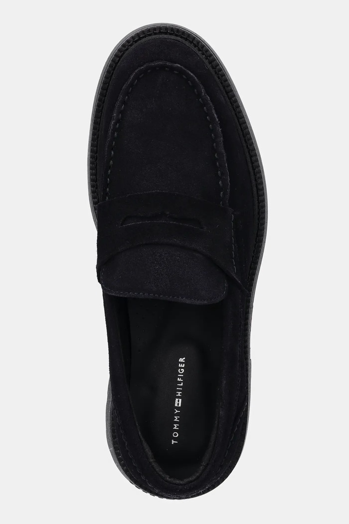 Mokasini iz semiša Tommy Hilfiger HILFIGER COMFORT LWT SDE LOAFER mornarsko modra FM0FM05727