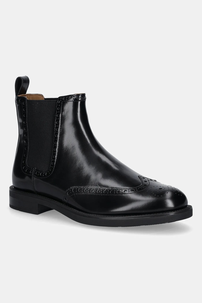 Usnjeni chelsea Tommy Hilfiger HILFIGER VOGUE LTH A BROGUE BOOT Neizolirana črna FM0FM05765