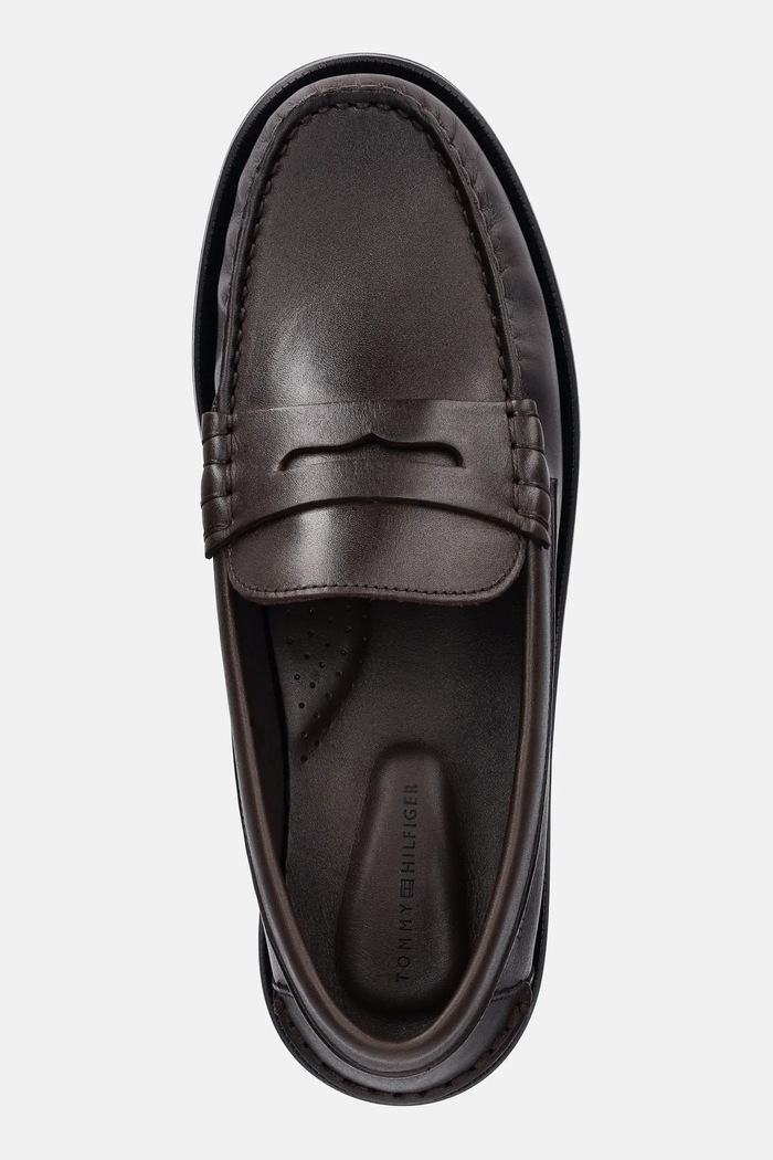 Usnjeni mokasini Tommy Hilfiger CLASSIC HIGH HILFIGER LTH LOAFER rjava FM0FM05769