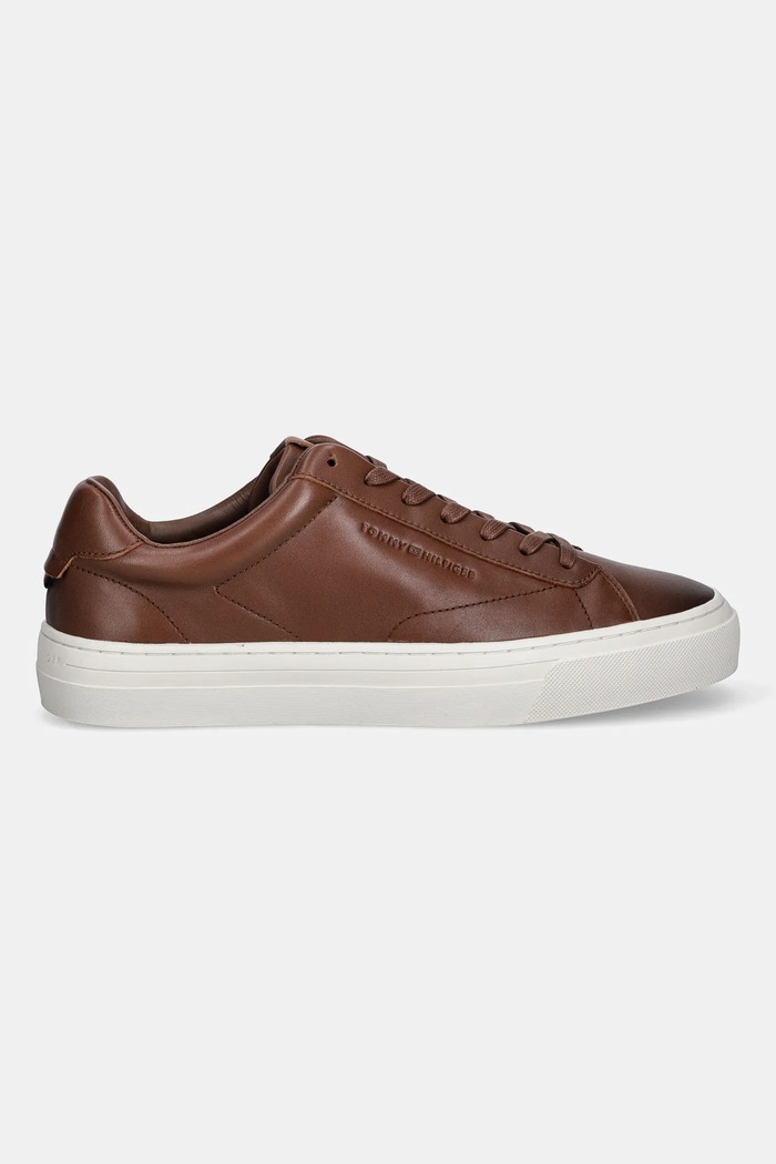 Tommy Hilfiger sneakersy skórzane PREMIUM DRESS CUPSOLE COGNAC FM0FM05771 brązowy AW25