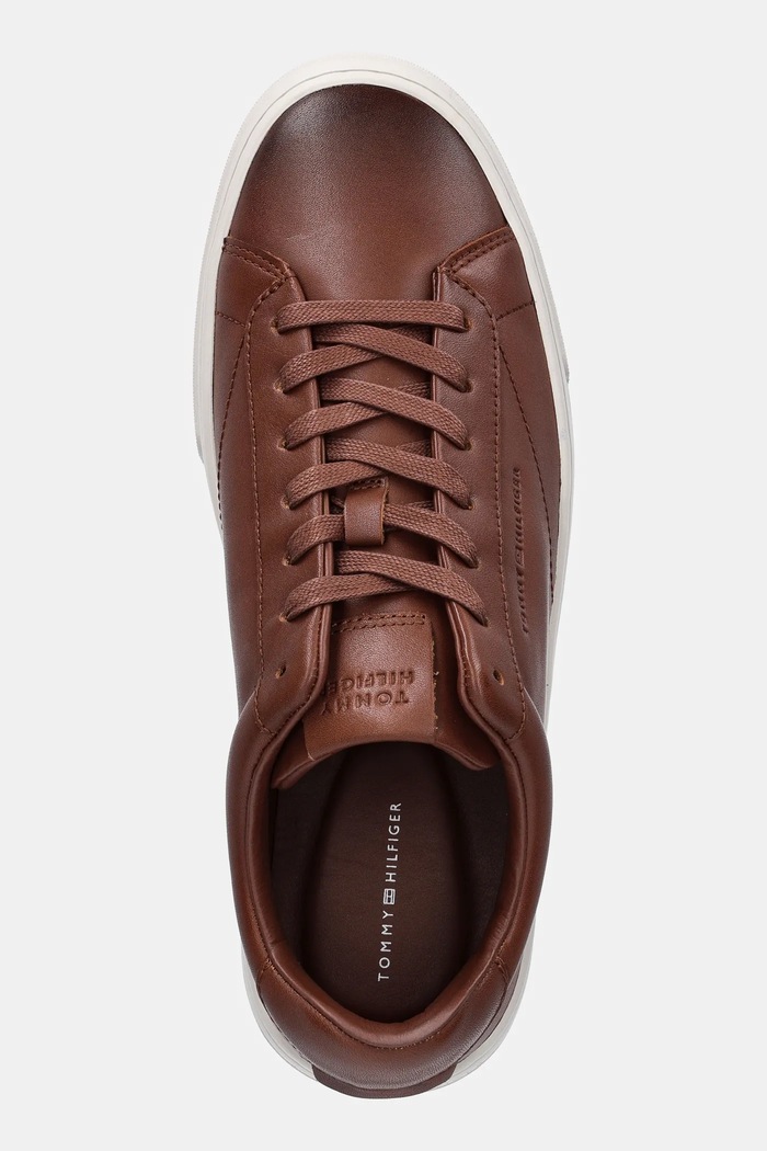 Tommy Hilfiger sneakersy skórzane PREMIUM DRESS CUPSOLE COGNAC brązowy FM0FM05771