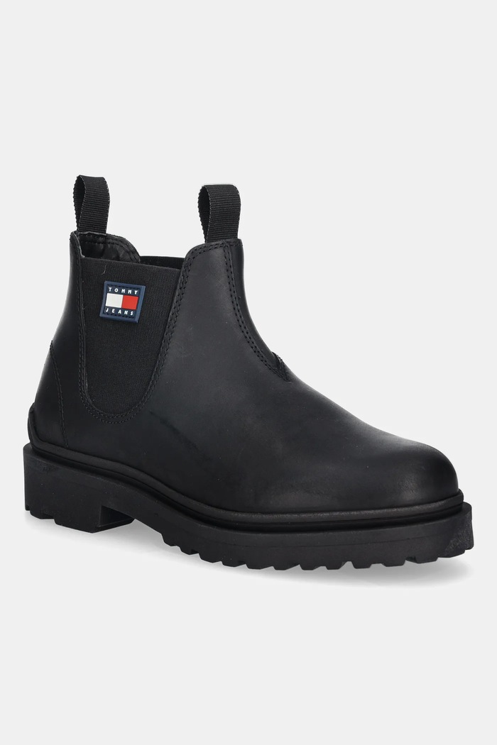 Kožené boty Tommy Jeans TJM CHELSEA LEATHER casual černá EM0EM01630