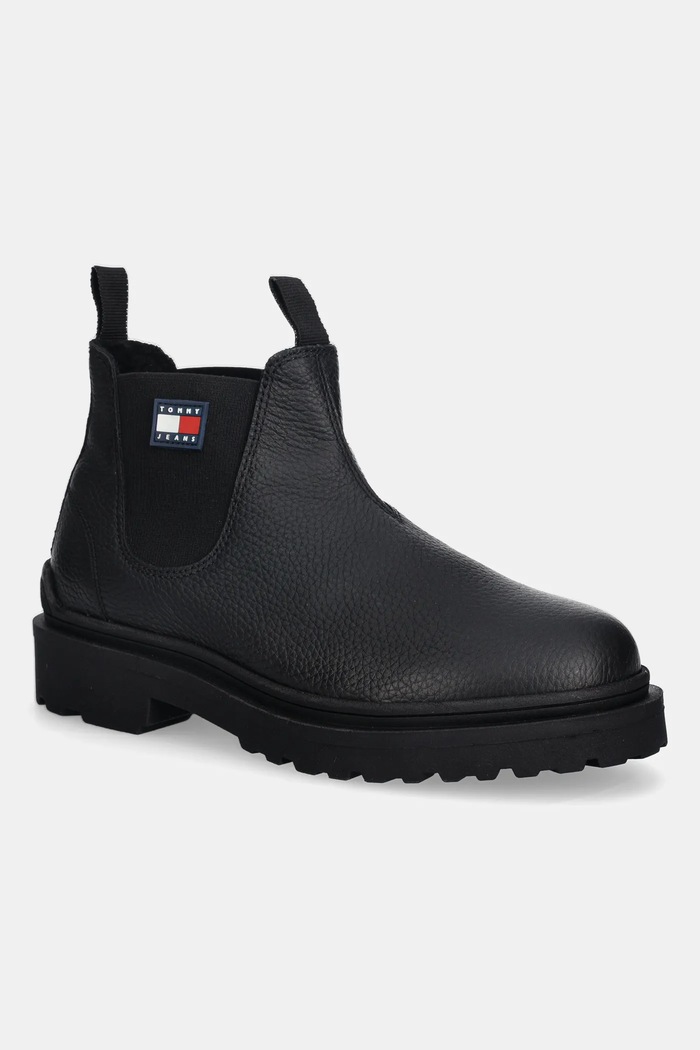 Tommy Jeans sztyblety skórzane TJM CHELSEA LEATHER WL skóra licowa czarny EM0EM01670