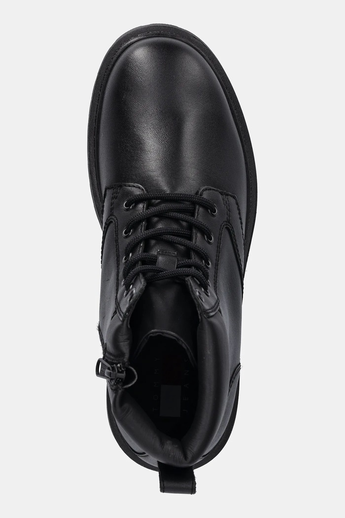 Kožené zimné topánky Tommy Jeans TJM LACE UP BOOT čierna EM0EM01706