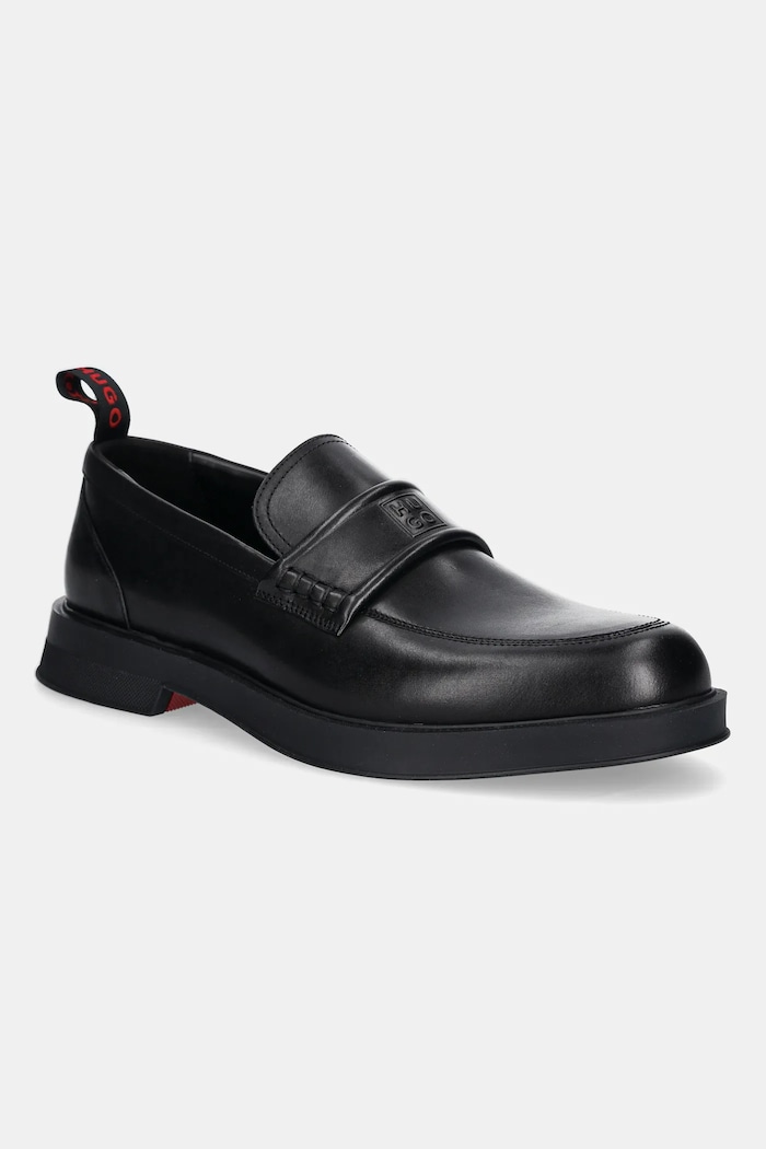 HUGO mokasyny skórzane Lenner eleganckie czarny 50548485.001