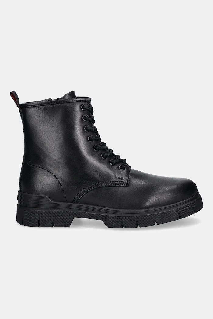 Kožené členkové topánky HUGO Ryan 50551590.001 čierna AW25