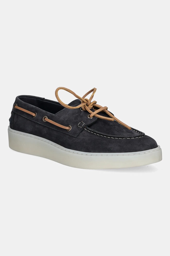 Nubukové mokasíny Guess ROB nubuk tmavomodrá FMTROB.LEA14.BLUE