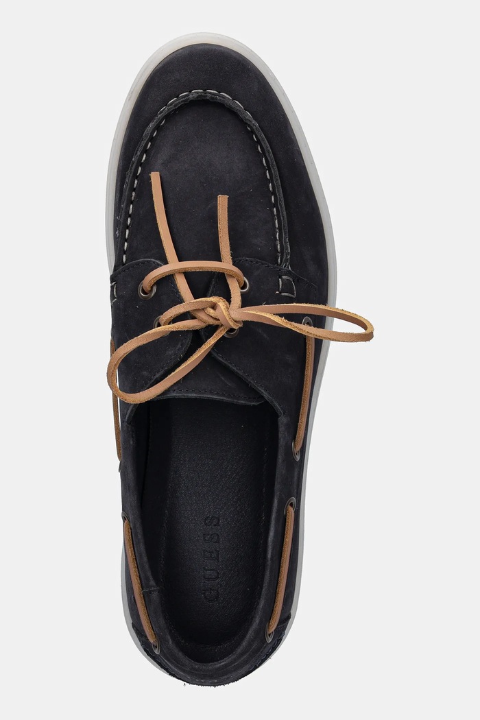 Nubukové mokasíny Guess ROB tmavomodrá FMTROB.LEA14.BLUE