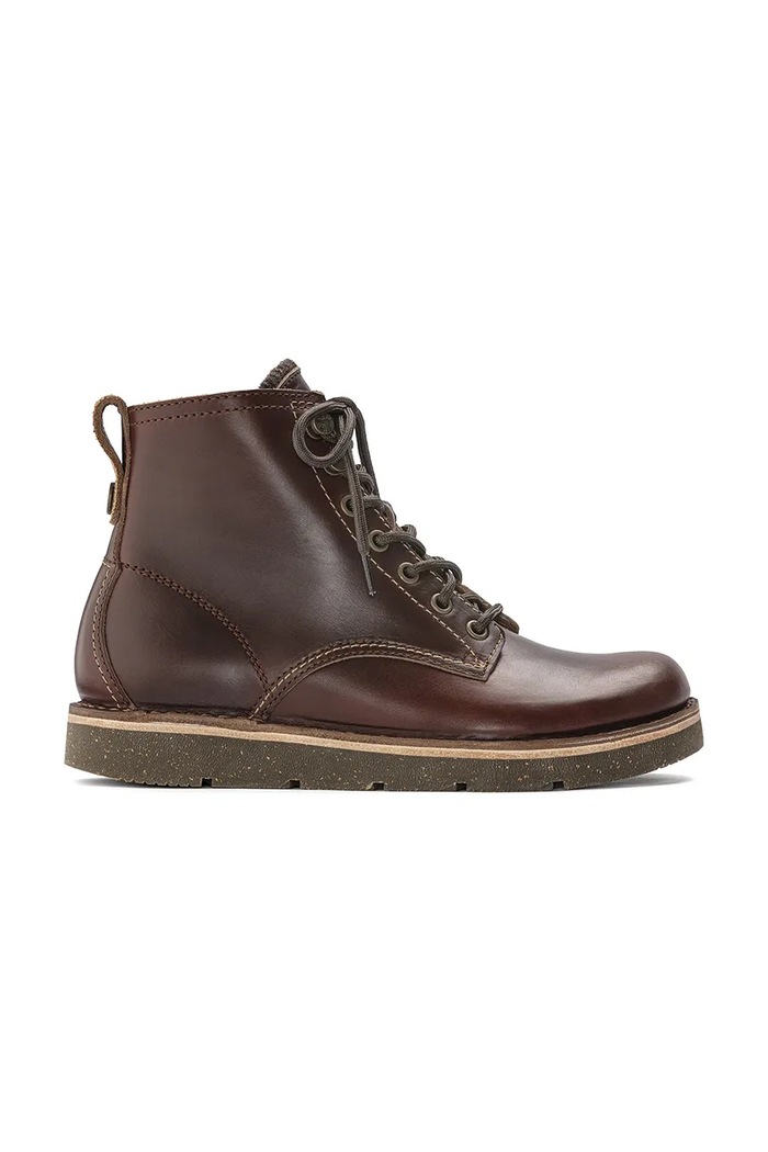 Δερμάτινα παπούτσια Birkenstock Birmingham Lace Mid M λείο δέρμα καφέ 1023698