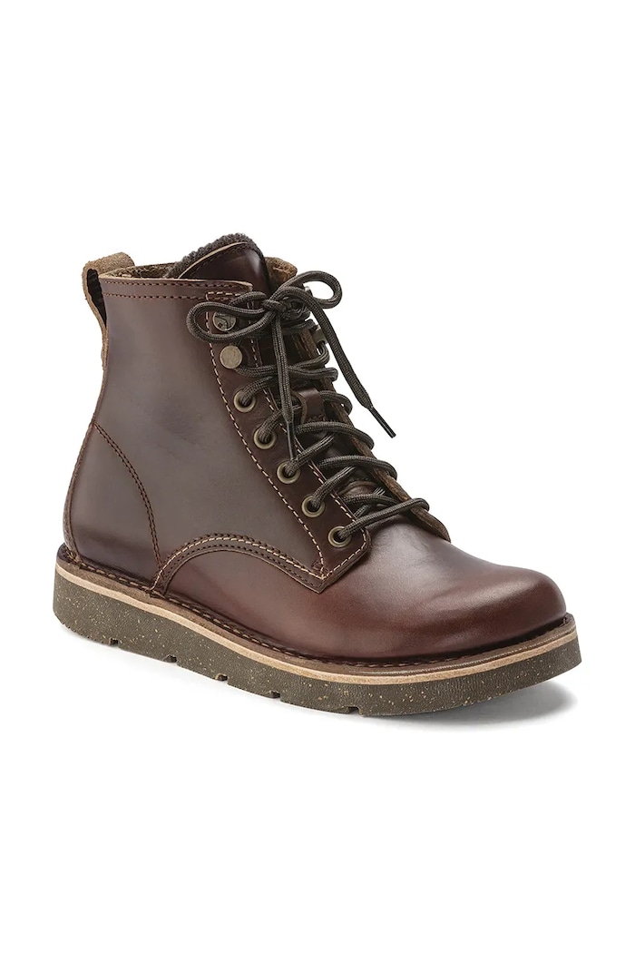Δερμάτινα παπούτσια Birkenstock Birmingham Lace Mid M 1023698 καφέ AW25