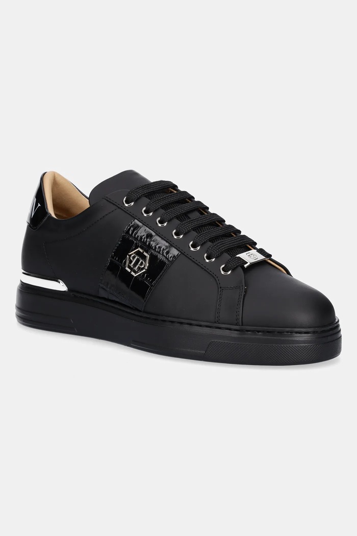 Kožené tenisky Philipp Plein Band In nízky čierna USC0664.PLE010N.0202