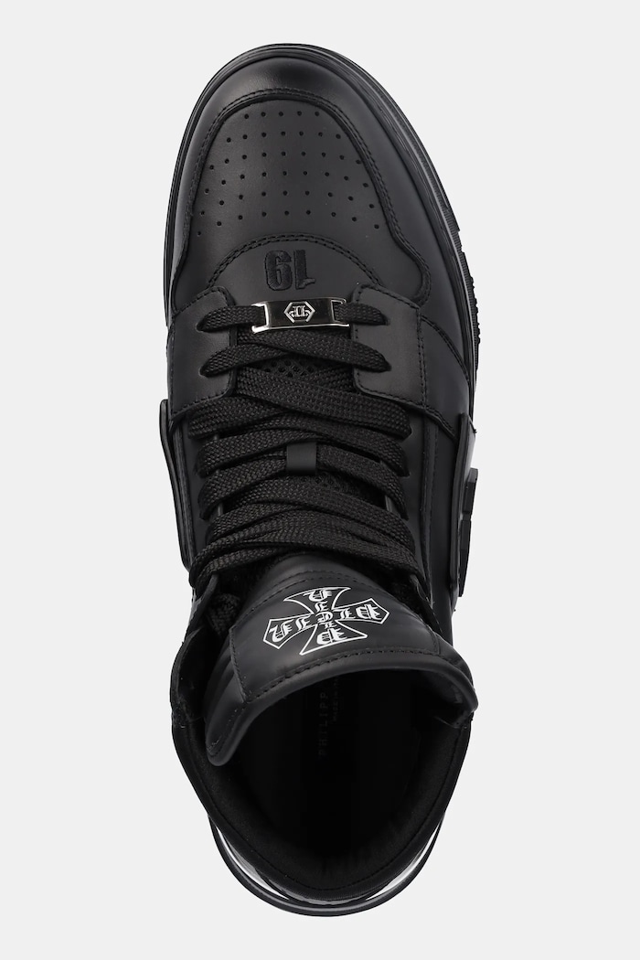 Kožené tenisky Philipp Plein Phantom Kicks High Top čierna USC0822.PLE075N.0202