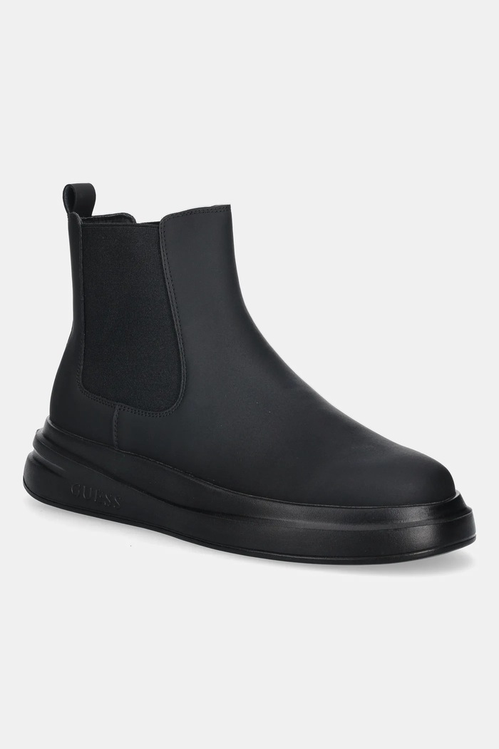 Guess ghete chelsea de piele ELKO casual negru FMFELK.LEA10.BLACK