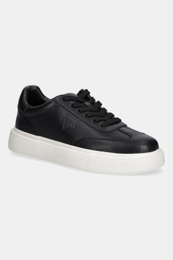 Guess sneakersy PLAZA imitacja skóry licowej czarny FMFPLA.LEA12.BLACK