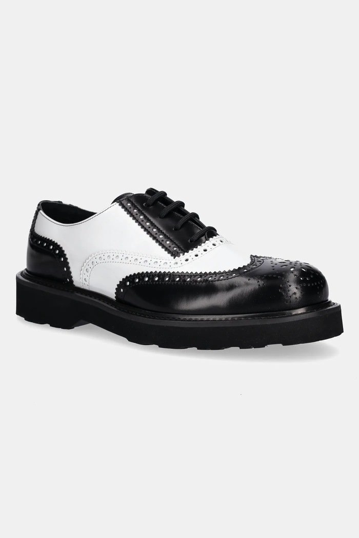 Usnjeni polškornji Kenzo Ukio Brogue Zrnato usnje bela FF65DB114L52.01