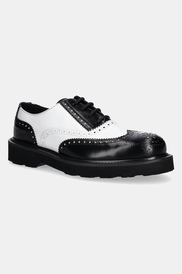 Usnjeni polškornji Kenzo Ukio Brogue Zrnato usnje bela FF65DB114L52.01