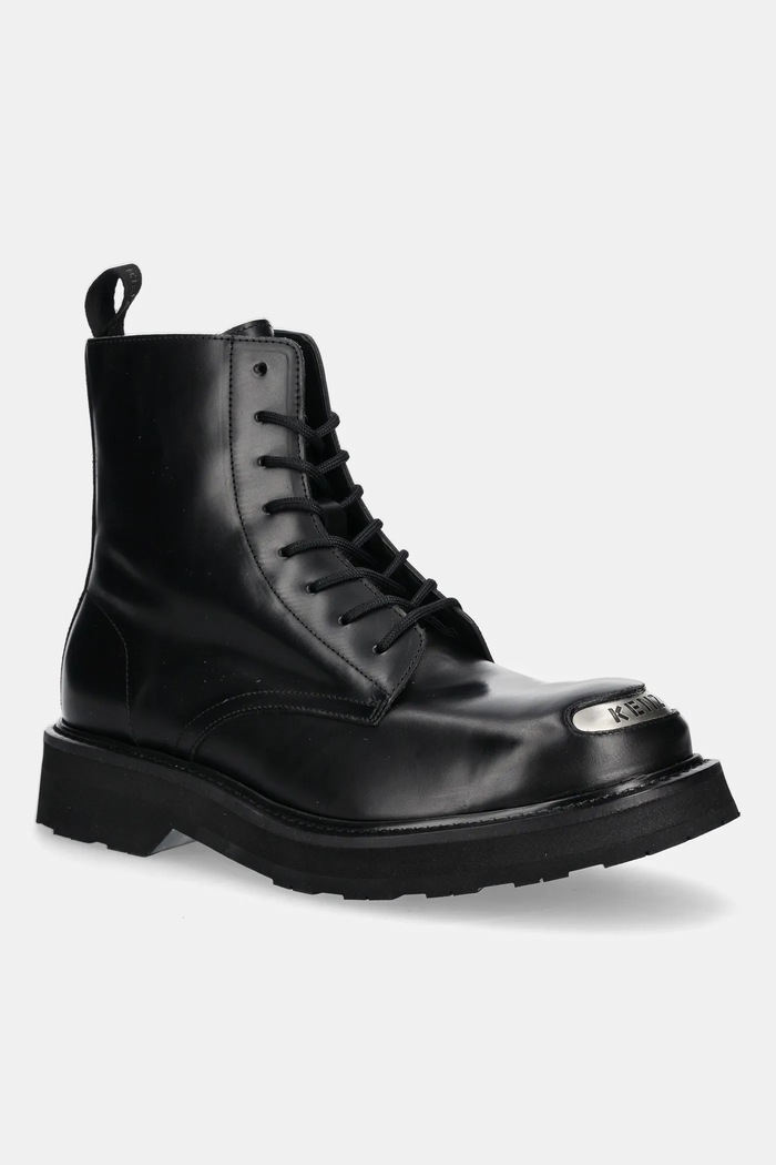Δερμάτινες μπότες πεζοπορίας Kenzo Smile Lace Up Boots λείο δέρμα μαύρο FF65BT111L52.99