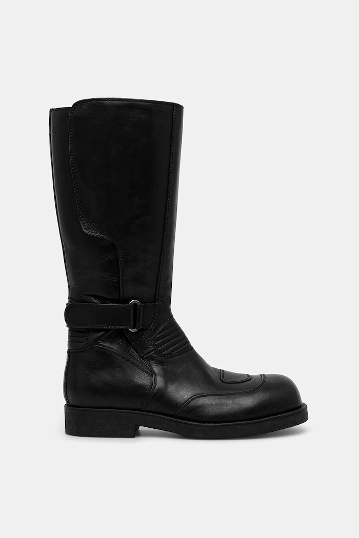 Ψηλά δερμάτινα παπούτσια MM6 Maison Margiela SH3WW0006.P7431.T8013 μαύρο AW25