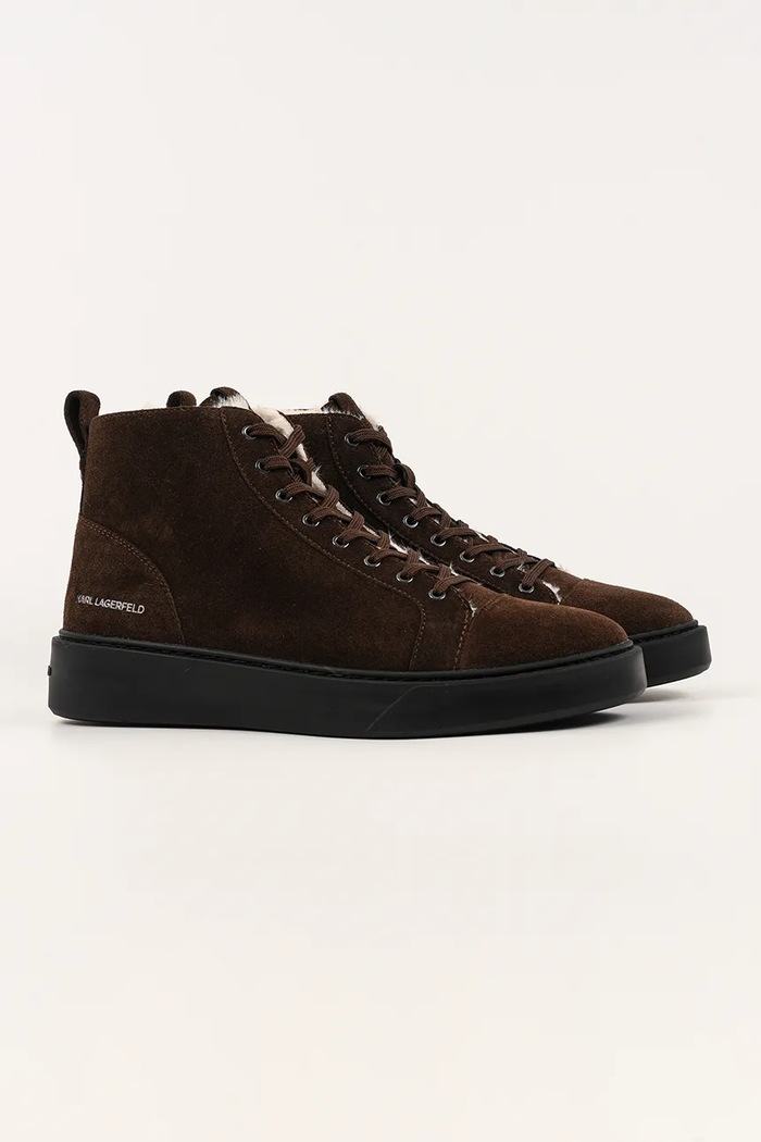 Karl Lagerfeld velúr teniszcipő FLINT II KL53353L.5CH barna AW25
