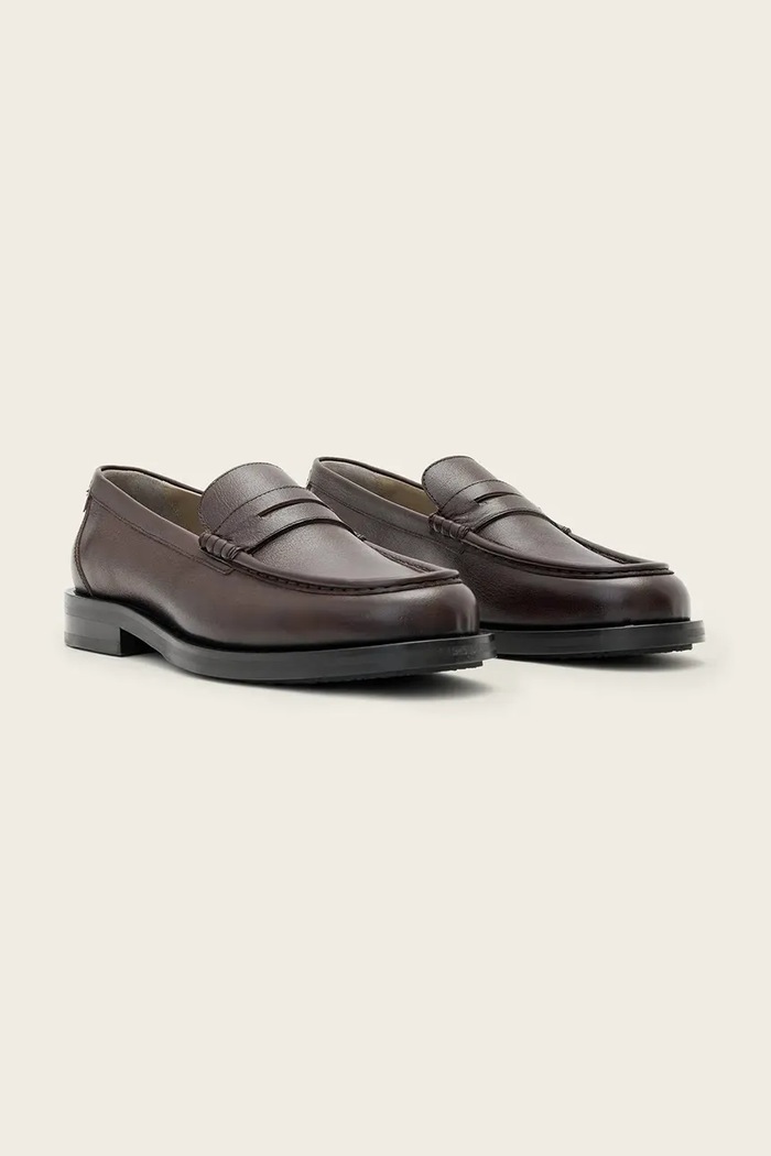 Шкіряні мокасини AllSaints BLOOM LOAFER M021FC.OXR бордо AW25