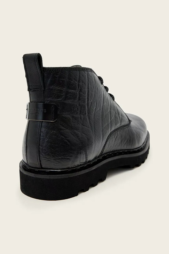 Kožené poltopánky AllSaints Skiff Mid Boot čierna M028FD