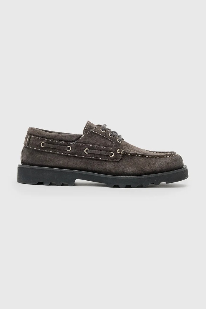 AllSaints Półbuty skórzane SKIFF SUEDE SHOE szary M012FC.WRG