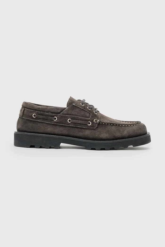 AllSaints Półbuty skórzane SKIFF SUEDE SHOE szary M012FC.WRG