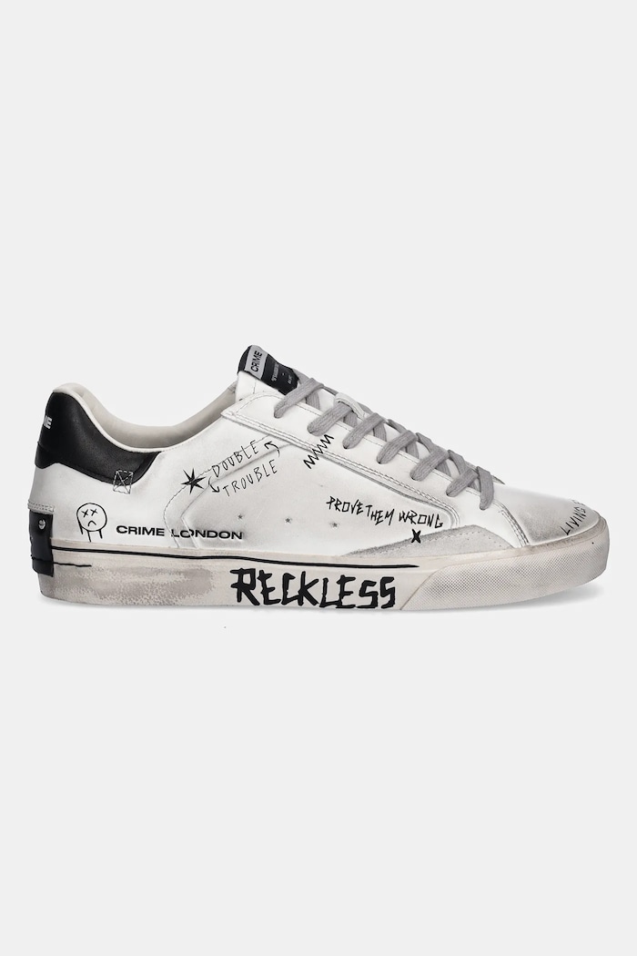 Crime London sneakers din piele DISTRESSED DECONSTRUCTED 11033AA8 alb SS26