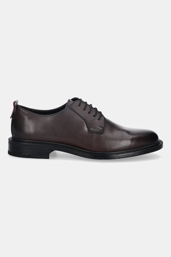 Δερμάτινα κλειστά παπούτσια HUGO Lysander 50552580.606 καφέ AW25