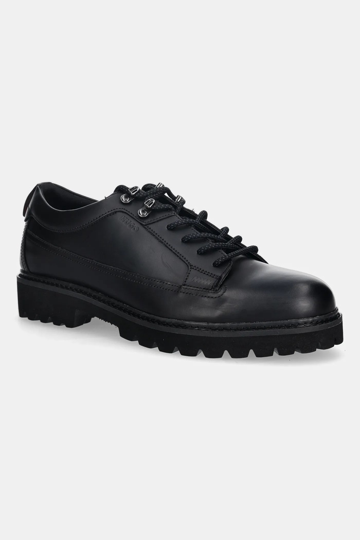 Kožené poltopánky HUGO Draven elegantné čierna 50552707.001