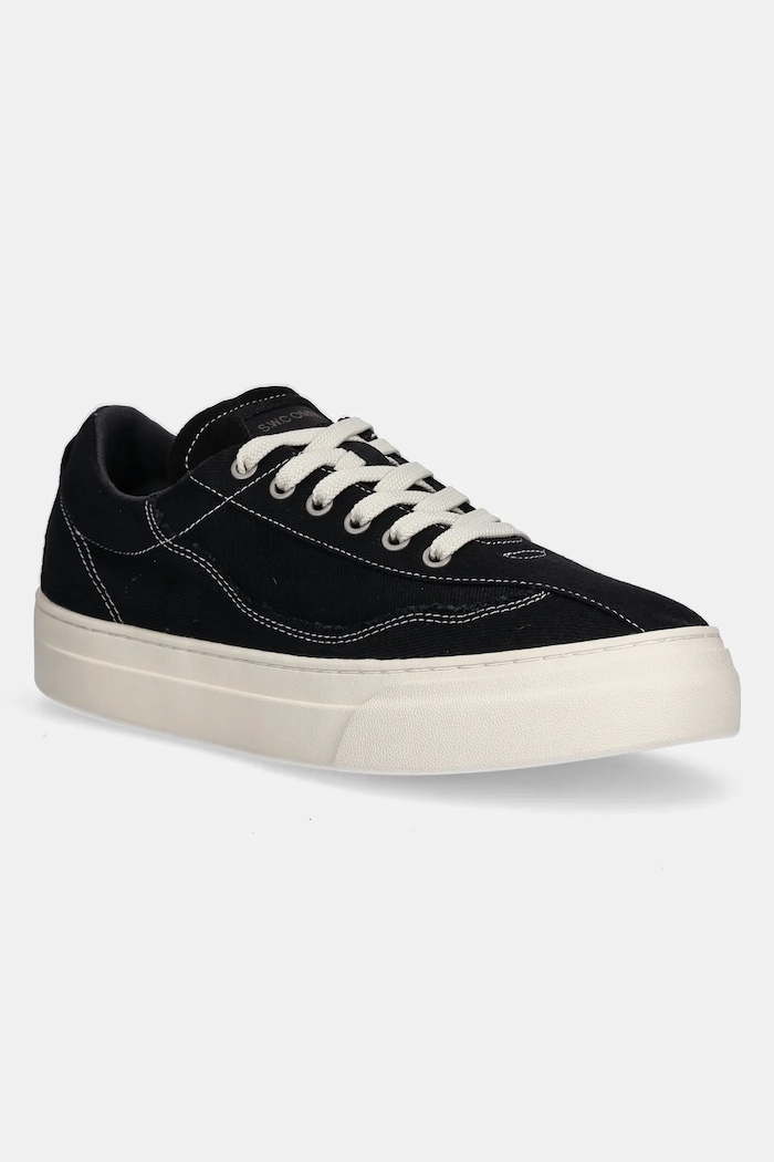 Stepney Workers Club scarpe da ginnastica Omni Dellow Canvas Drill pelle fiore nero OM01012