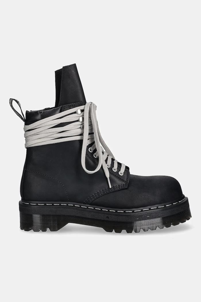 Rick Owens DRKSHDW leather hiking boots x Dr. Martens Quad Sole Steel Toe Boot DM02E6813.9001 black AW25