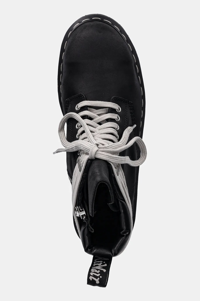 Rick Owens DRKSHDW leather hiking boots x Dr. Martens Quad Sole Steel Toe Boot black DM02E6813.9001