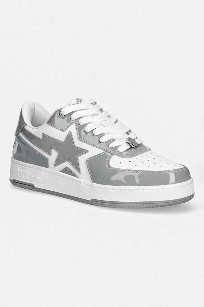 Δερμάτινα sneakers A Bathing Ape BAPE STA ICON #1 λουστρίνι γκρί 001FWL801305M