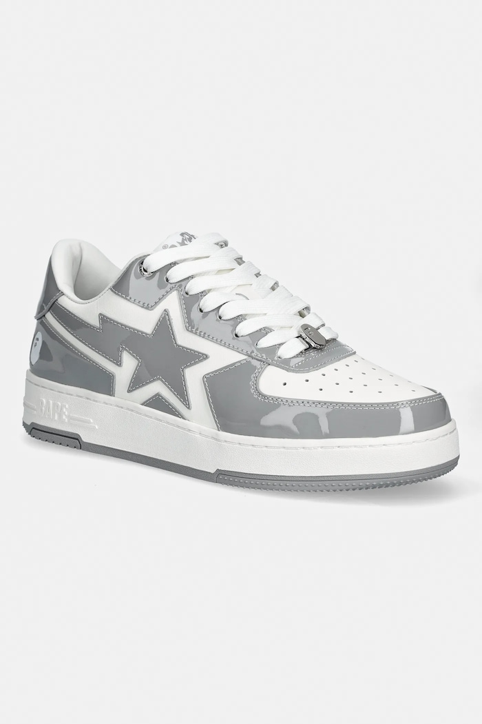 Δερμάτινα sneakers A Bathing Ape BAPE STA ICON #1 λουστρίνι γκρί 001FWL801305M