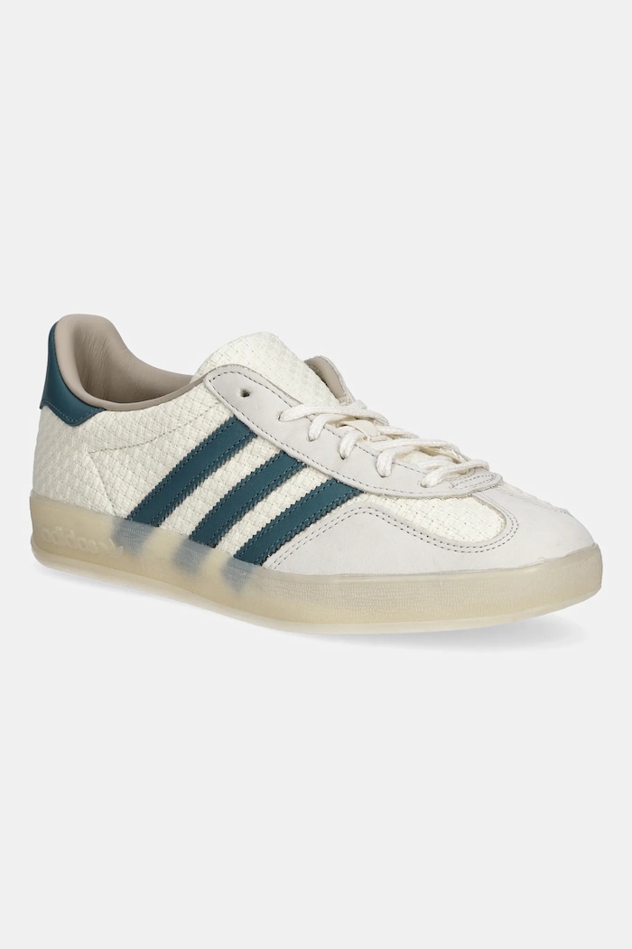 Tenisice adidas Originals Gazelle Indoor zrnata koža bež JR3837