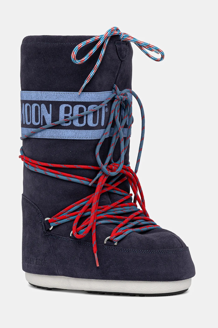 Sněhule Moon Boot MB ICON SUEDE LACES semišová kůže námořnická modř 80D1403050.F017