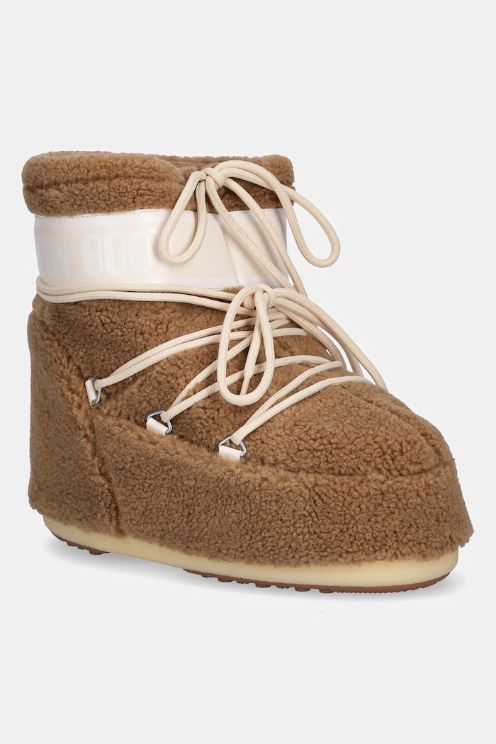Μπότες χιονιού Moon Boot MB ICON LOW FLEECE απομίμηση λείου δέρματος καφέ 80D1409700.M047