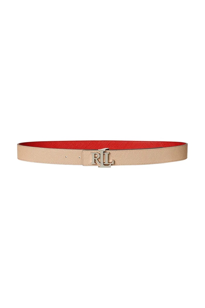 Lauren Ralph Lauren pasek skórzany 412974558 pomarańczowy AW25