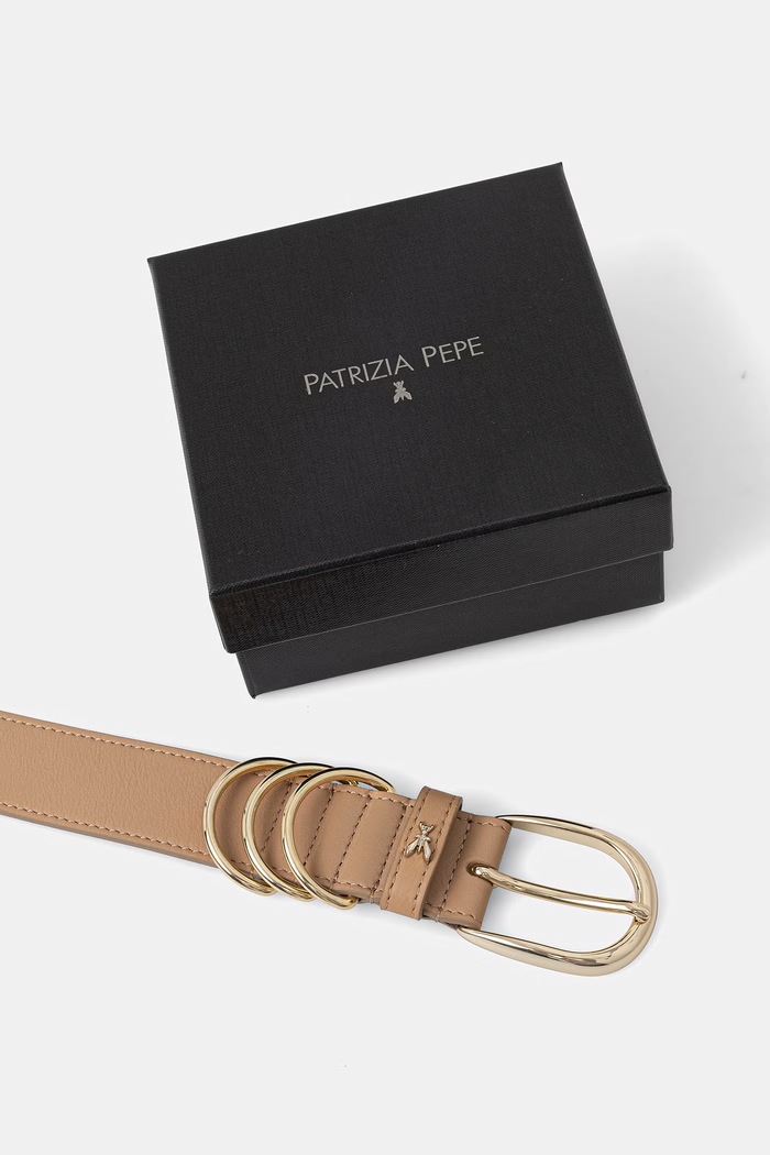 Accesorii Patrizia Pepe curea de piele 8W0069.L048 bej