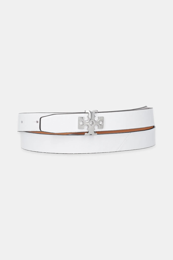 Accesorii Tory Burch Curea de piele cu două fețe Logo 157857.137 alb
