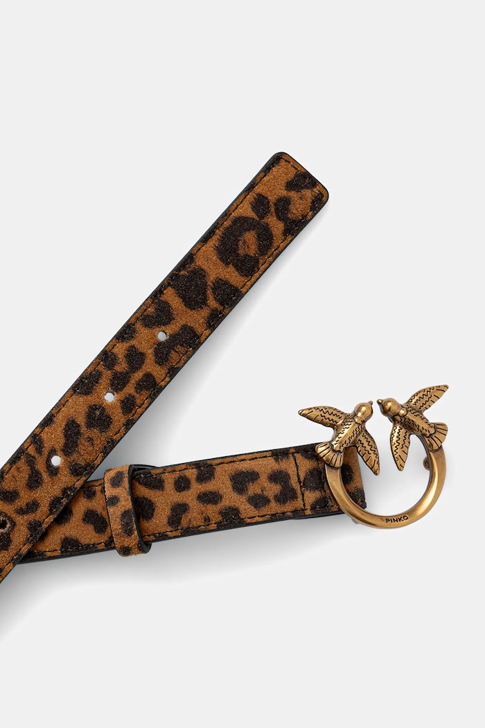 Semišový opasok Pinko Leopard print 100143.A32A hnedá AA00