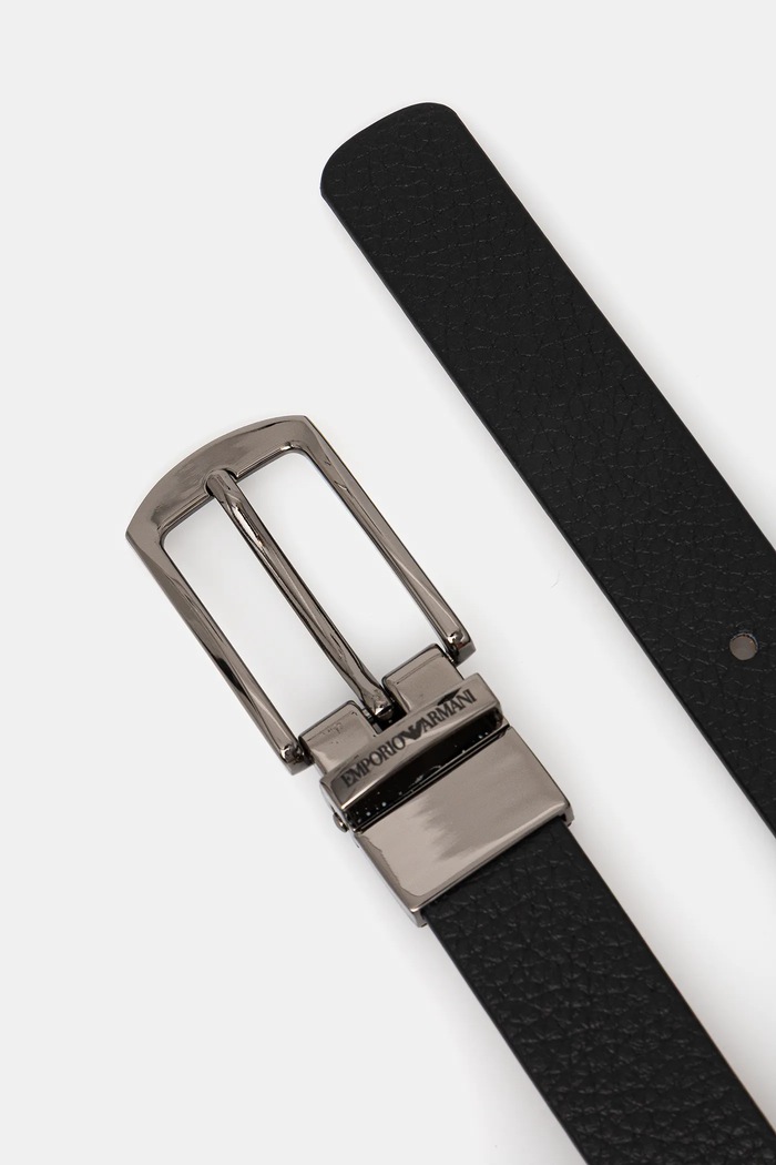 Kožený opasok Emporio Armani EW002020.AF20109 čierna AW25