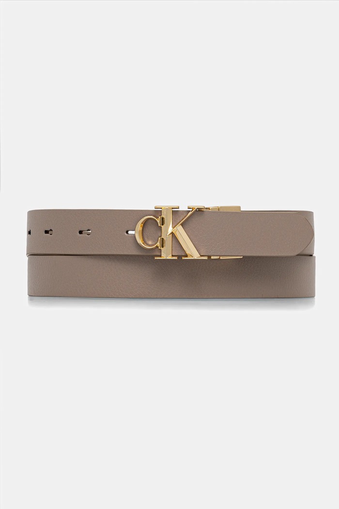 Dvostranski pas Calvin Klein Zrnato usnje bež LV04F7044G