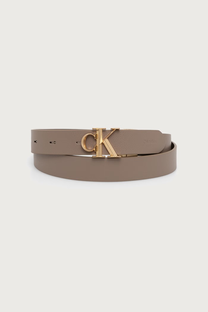 Calvin Klein Pasek dwustronny damski skórzany beżowy LV04F7044G