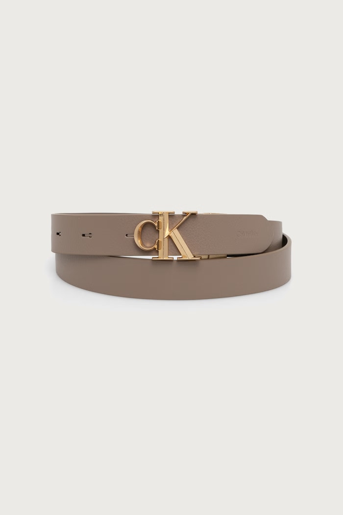 Calvin Klein Pasek dwustronny damski skórzany beżowy LV04F7044G