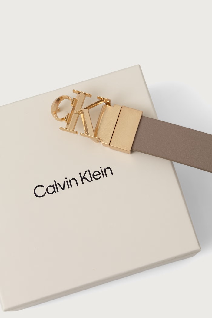 Akcesoria Calvin Klein Pasek dwustronny damski skórzany LV04F7044G beżowy
