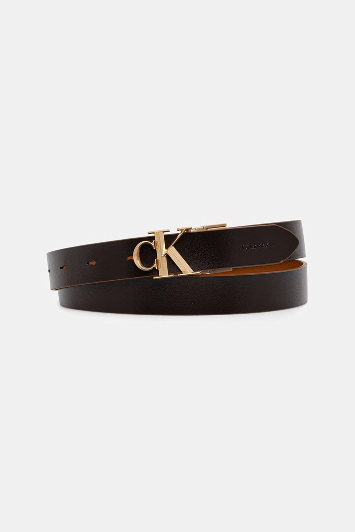 Calvin Klein pasek dwustronny damski skórzany LV04F7044G brązowy SS26
